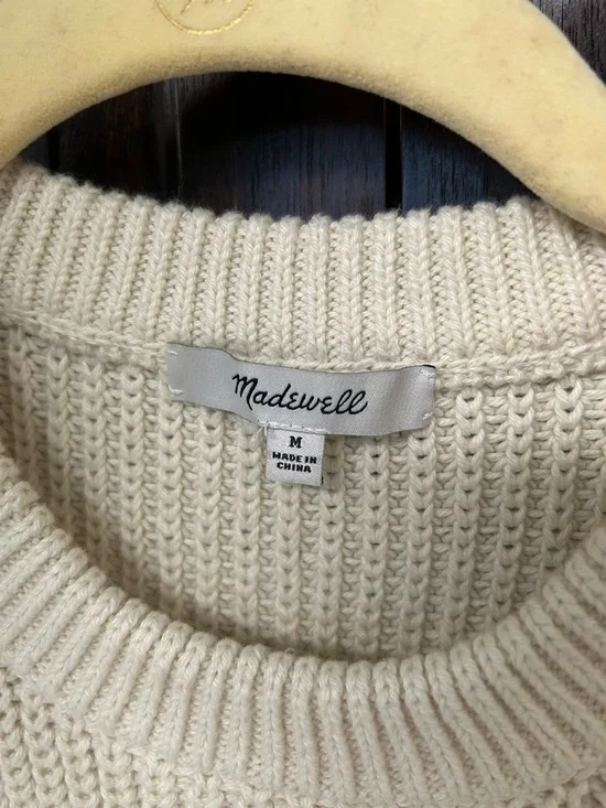 Madewell Cream Ribbed Knit Sweater Top Lagenlook minimalist capsule size M - Picture 3 of 4
